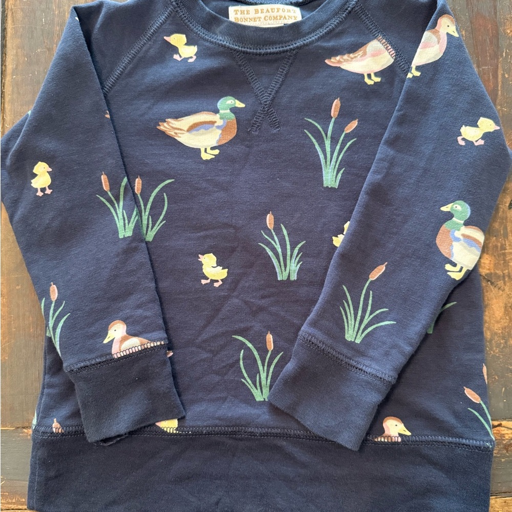 The Beaufort Bonnet Company Navy Duck Print Sweatshirt